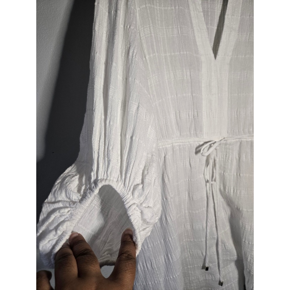 White House‎ Black Market White Cotton Gauze Dress Tunic Small Boho Lightweight - Picture 7 of 9